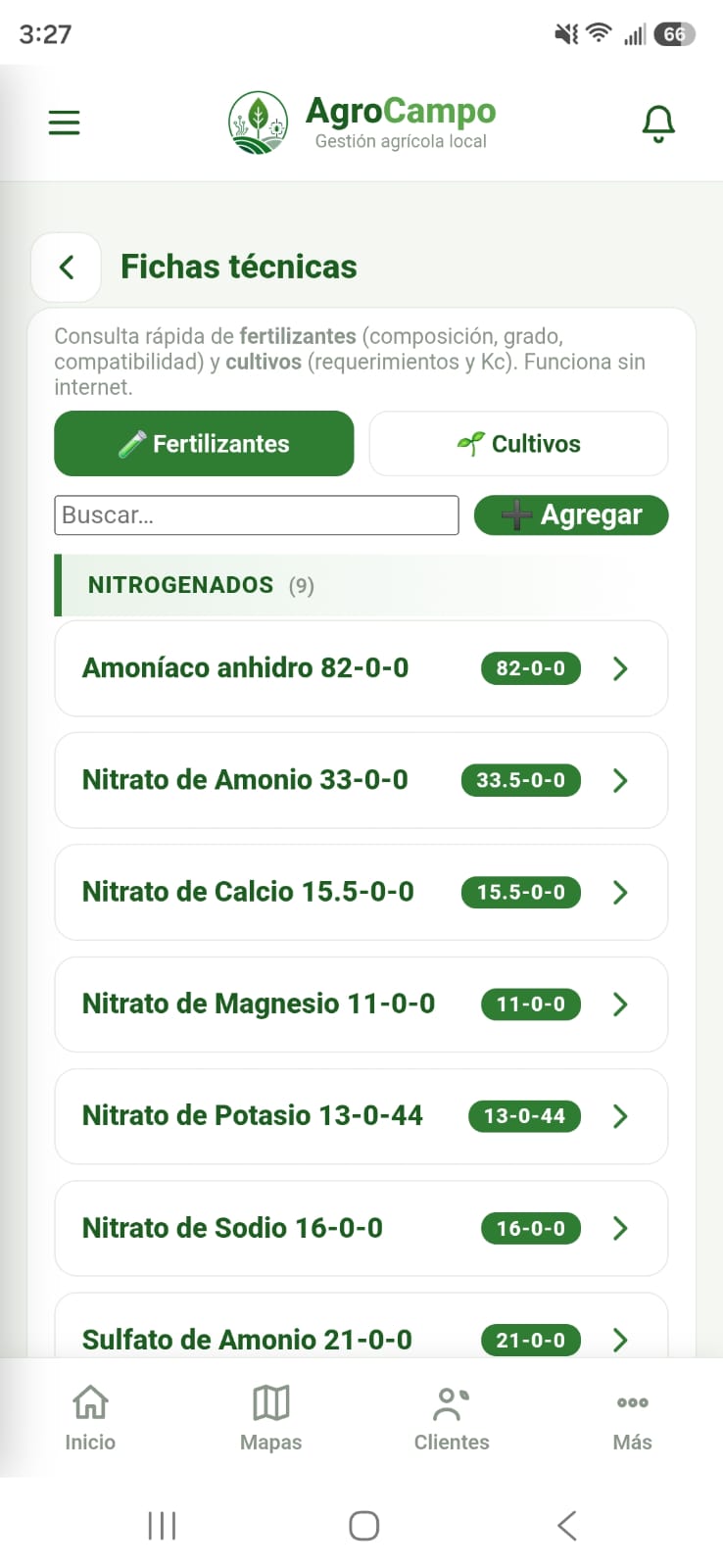 Fichas técnicas de fertilizantes